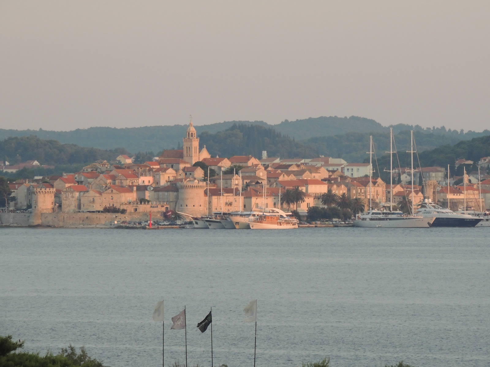 Medieval old town of Korčula, one nautical mile across the channel from Kučište